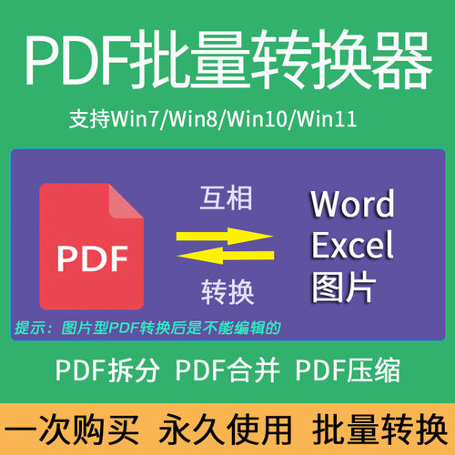 PDF转换word软件PDF转表格jpg图片PDF转换器批量合并拆分工具