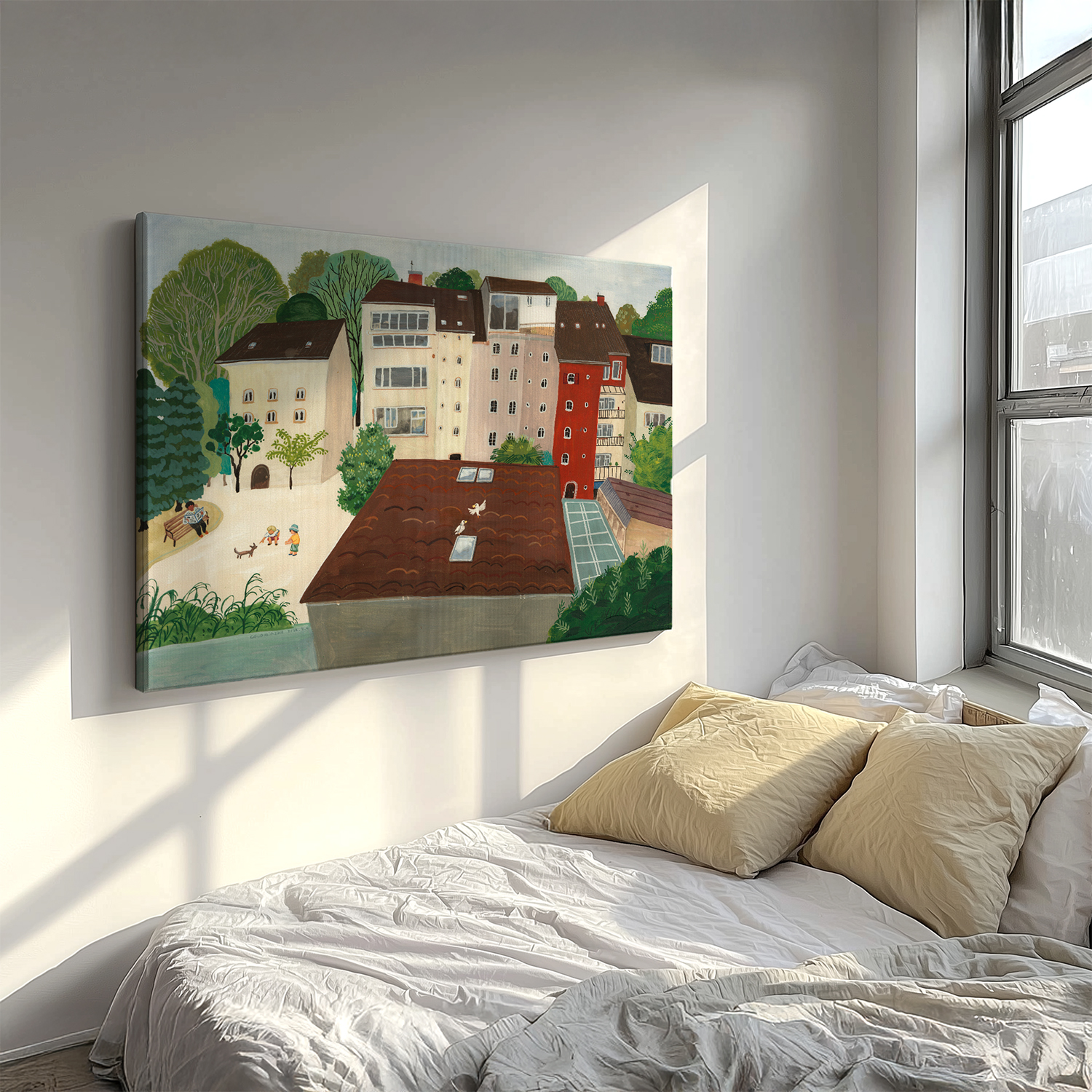 布纸有爱 布果原创 房顶 法式建筑风景装饰画客厅庭院艺术插画