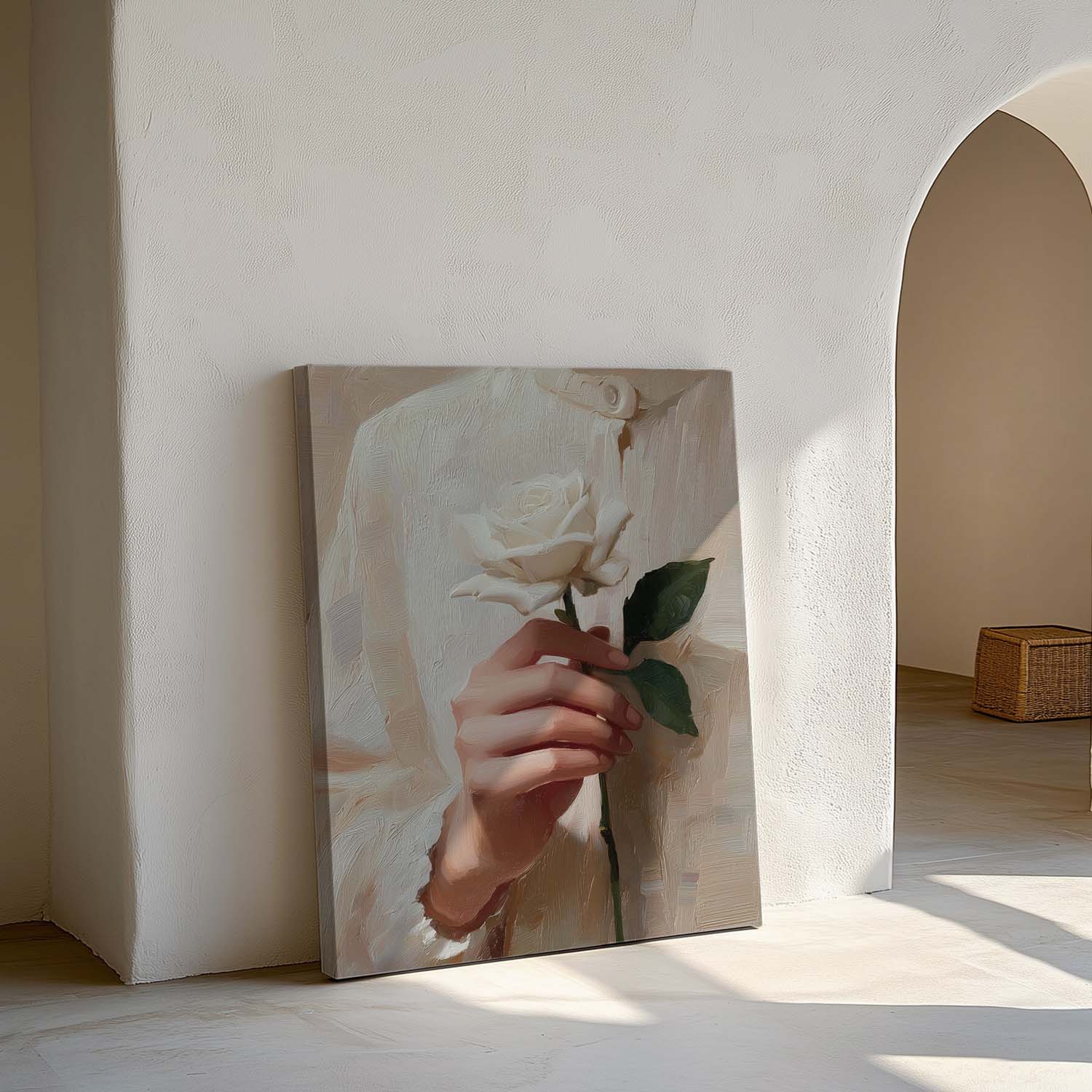 布纸有爱 素手花掬 简约风人物装饰画玄关卧室竖版画原创单幅挂画