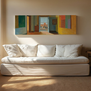 布纸有爱 焕彩之室 现代简约建筑装饰画客厅原创挂画单幅横版壁画