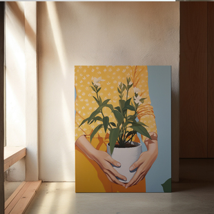 布纸有爱 向阳 现代简约植物花卉竖版装饰画 画玄关走廊静物艺术