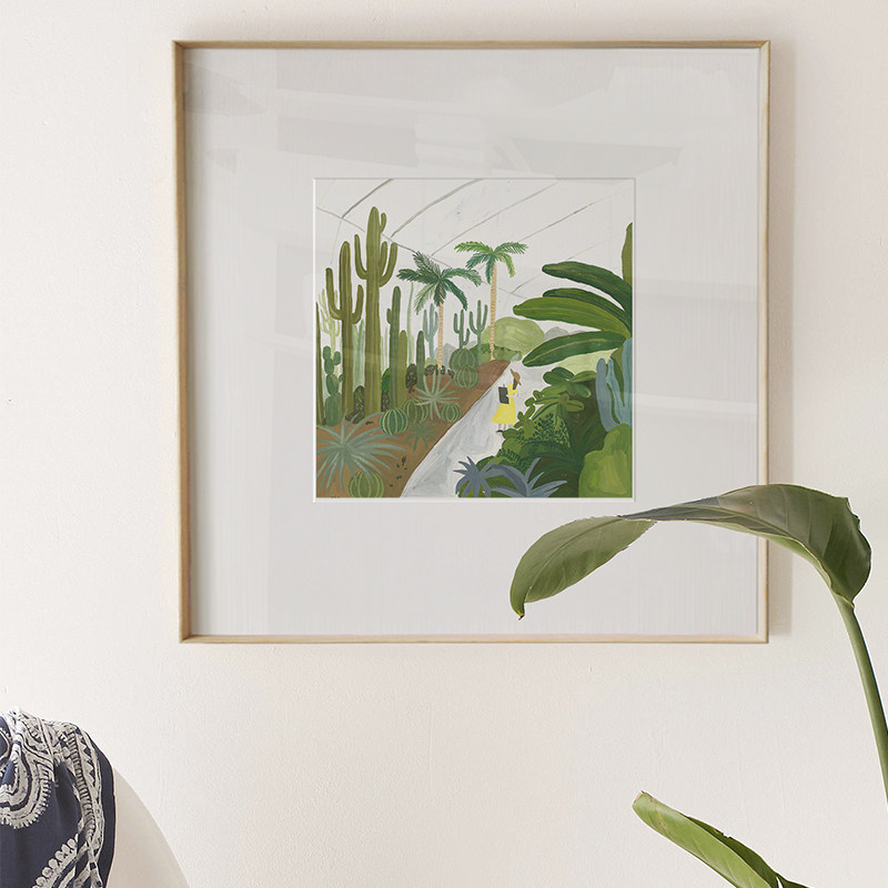 布纸有爱 木木酱原创 写生植物园 北欧风绿植装饰画仙人掌风景画