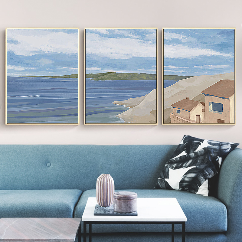 布纸有爱 北欧客厅沙发背景墙装饰画卧室挂画创意风景大气三联画