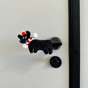可爱黑狗门把手套防撞玩偶门把手保护套墙壁防撞装饰卡通门挡门档