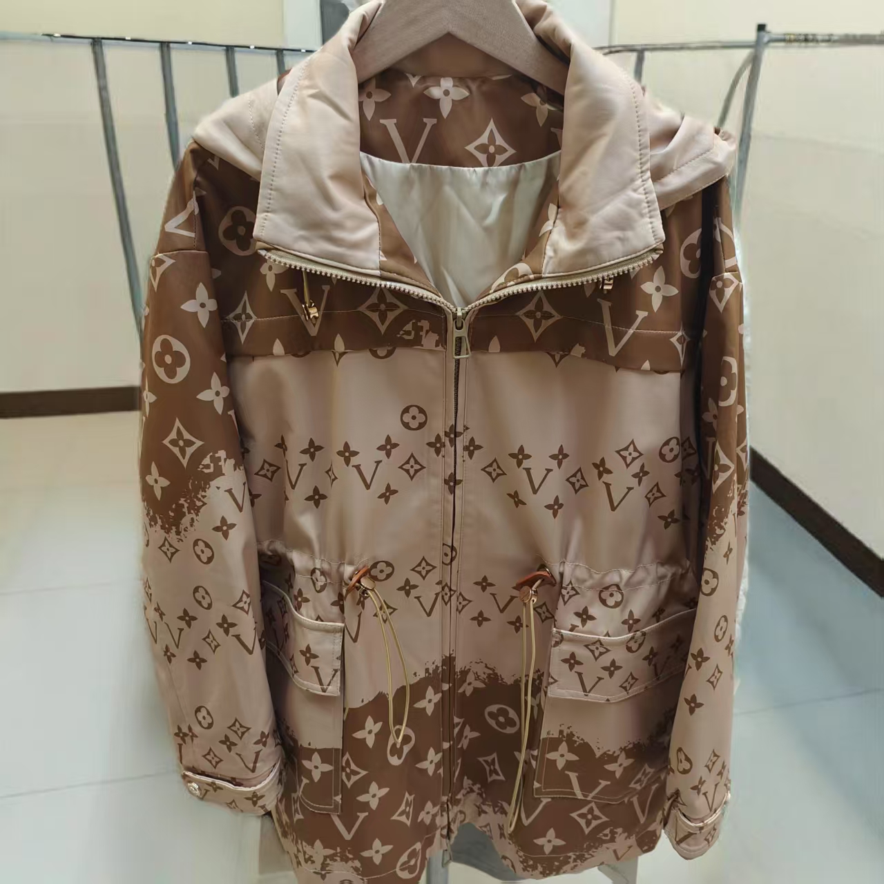 【民族】老花色调连帽短风衣外套