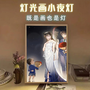 燈光畫名偵探柯南周邊灰原哀工藤新一毛利蘭手辦禮物擺件氛圍夜燈