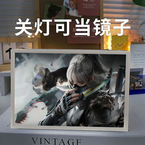三角洲行动镜子灯光画关灯是镜子氛围灯电竞房桌面装饰小夜灯礼物