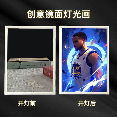 NBA篮球明星科比库里詹姆斯镜子灯光画摆件装饰画册相框来图定制