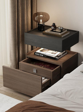 意式极简床头柜暗格带隐藏抽屉储物柜轻奢高级感悬浮床边柜子