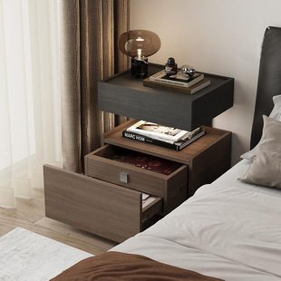 意式极简床头柜暗格带隐藏抽屉储物柜轻奢高级感悬浮床边柜子