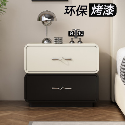意式极简约实木烤漆奶油风床头柜