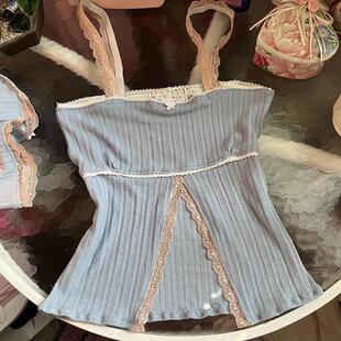 Cottage 90s Vintage Lace Trim Crop ops Fairy Retro Grunge Y2