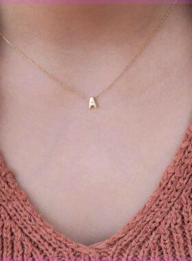Fashion Tiny Initial Necklace Gold Silver Color Cut Letters