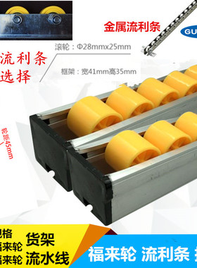 袖珍13黄色流利条D28 R28流利条滑道轮福来轮导轨吊轮抽屉滑道R13