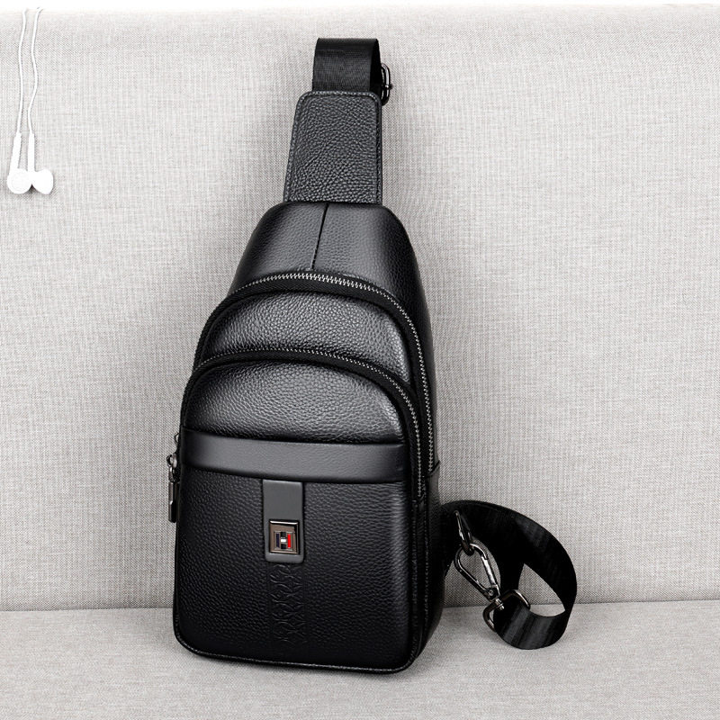 高档大牌新款男士胸包真皮斜挎包多口袋双拉链头层牛皮单肩小挂包,箱包皮具/热销女包/男包,胸包,淘宝优惠券,粉丝福利购,淘宝优惠卷