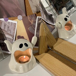 滑稽陶瓷小幽灵烛台摆件创意居家装饰好物简约礼物桌面摆件搞怪