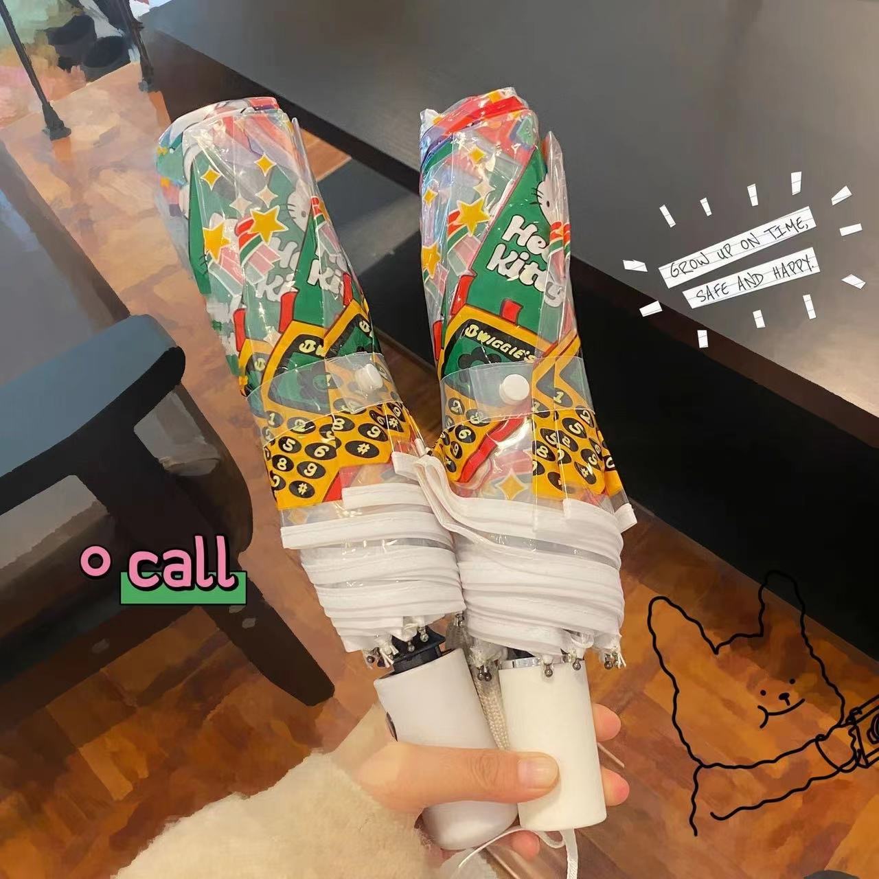 可爱雨伞三丽鸥KT猫伞卡通印花透明库洛米蜡笔小新全自动长柄伞