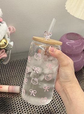 高硼硅玻璃杯女生带盖可爱少女