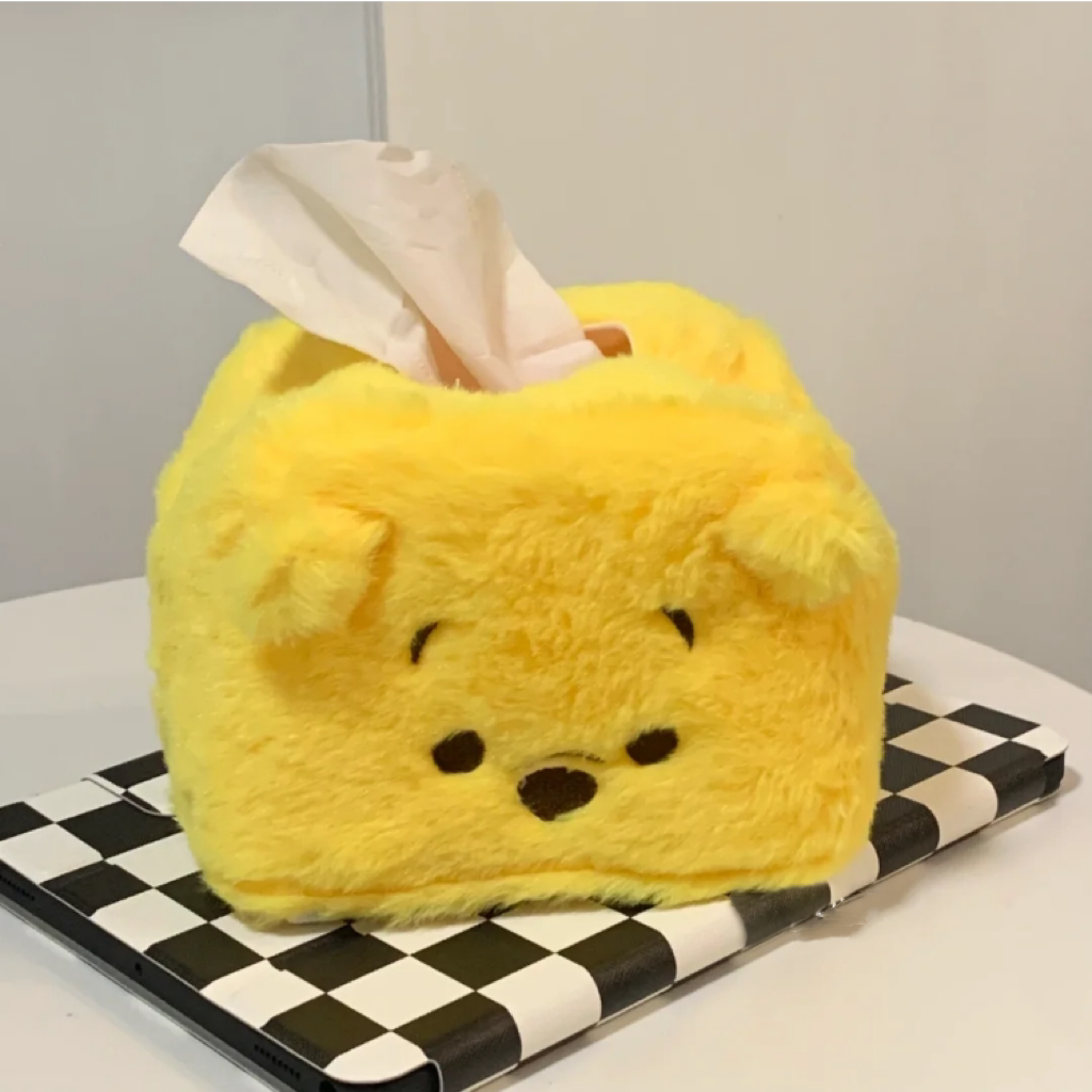 小红书同款卡通毛茸茸噗噗小熊纸巾盒可爱餐桌抽纸盒ins客厅
