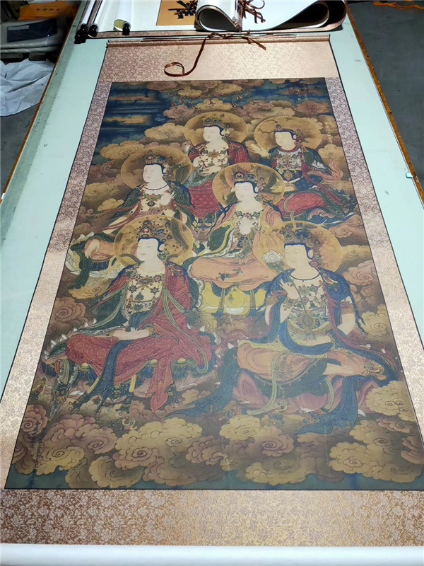 明 王勤 等觉位十地菩萨像绢本 仿古佛像工笔画像临摹学习装饰画