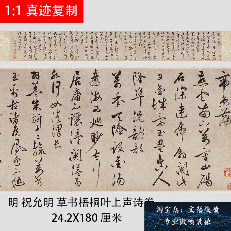 祝允明草书梧桐叶上声诗卷