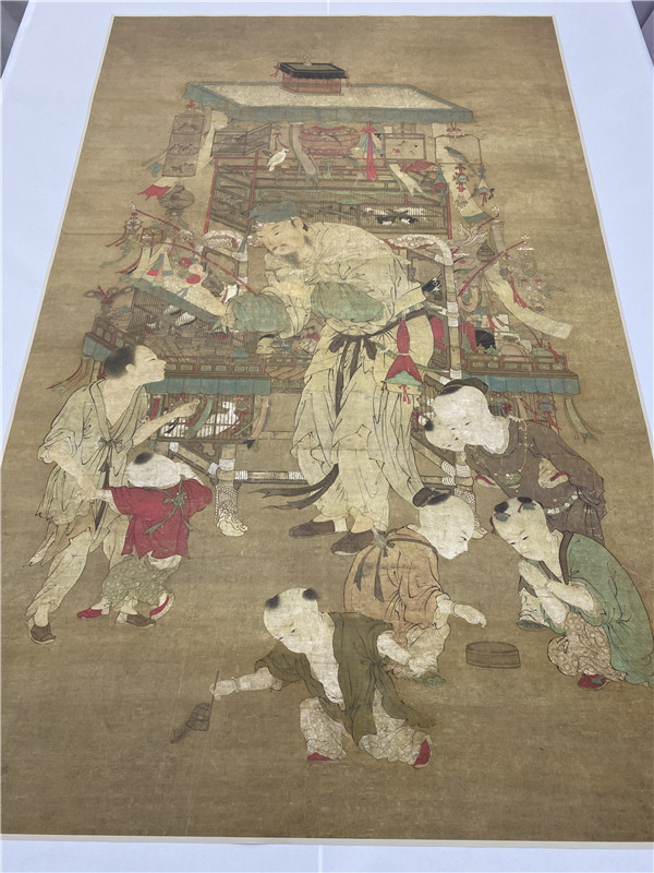 古代国画佚名货郎图明代古画人物真迹复制品立轴画芯临摹装饰欣赏