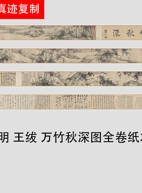 明 王绂 万竹秋深图 古代水墨竹石真迹国画高清微喷复制临摹学习