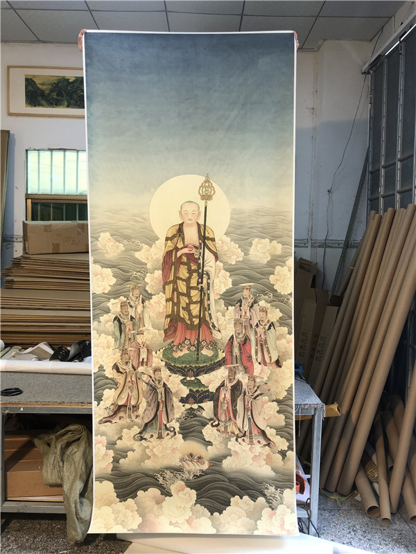 夏荆山地藏王菩萨十殿阎王图工笔人物国画微喷复制画学习临摹画稿