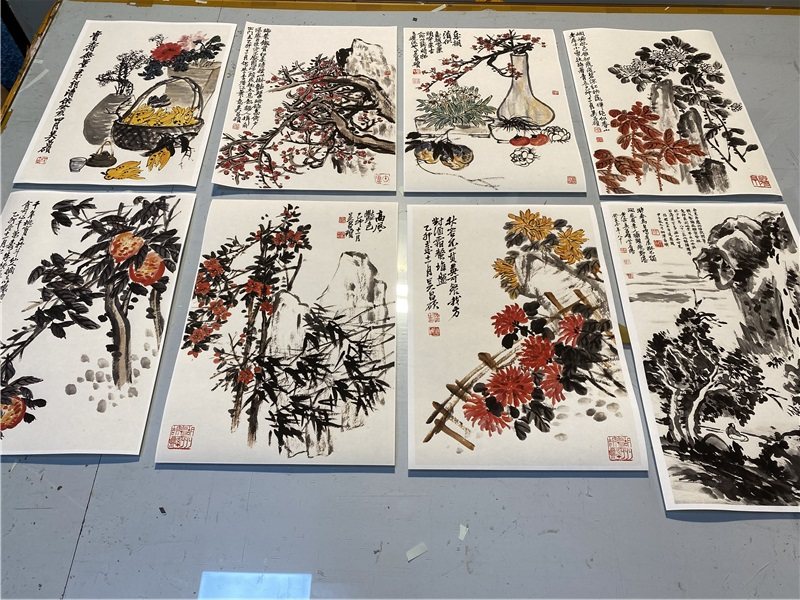 清末吴昌硕花卉册页8桢真迹高清微喷复制学习临摹画稿素材装饰画