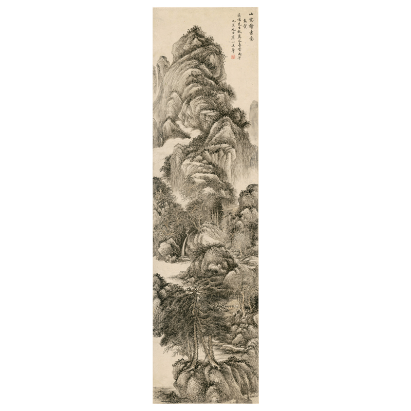 王翚山窗讀書圖山水畫