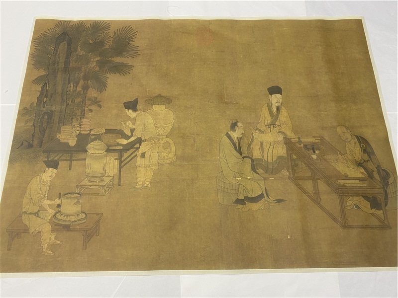 南宋刘松年撵茶图宋画工笔人物茶文化国画装饰画高清微喷复制画稿