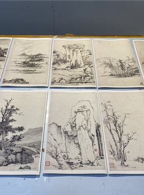 四僧弘仁渐江丰溪山水十开册清代名画国画水墨小景山水画微喷复制