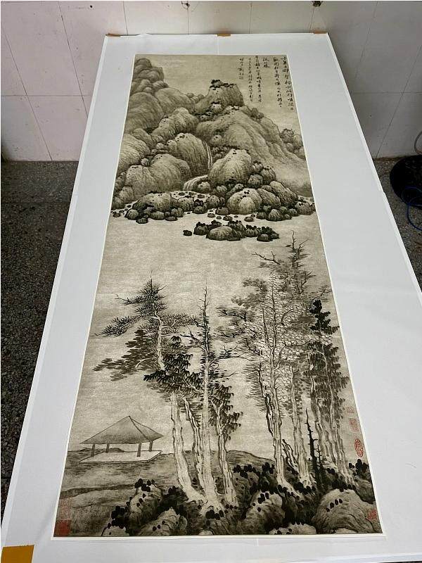 名画复制品龚贤图写意水墨山水画立轴竖幅国画艺术微喷临摹装饰画
