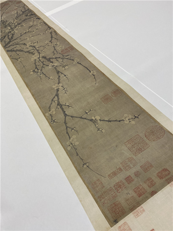 北宋 王严叟 墨梅图 复古水墨梅花国画高清绢布微喷复制品临摹