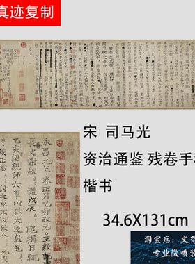 宋 司马光 资治通鉴残卷手稿 名家小楷书法字帖长卷高清微喷复制