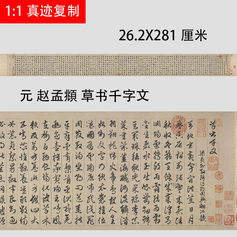 赵孟府頫草书千字文卷 名家章草字帖长卷真迹微喷绘复制临摹范本
