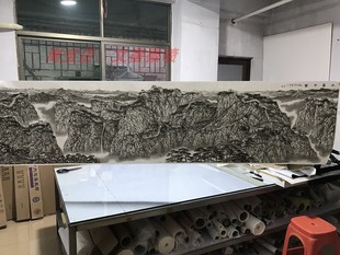 李可染李小可水墨中华 宣纸国画微喷办公室大厅挂画手工装裱定制