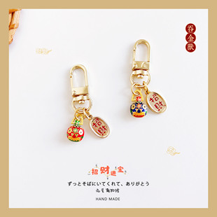 招财吞金兽钥匙扣古法珐琅烧蓝财星福星u盘手机吊坠包包情侣挂件