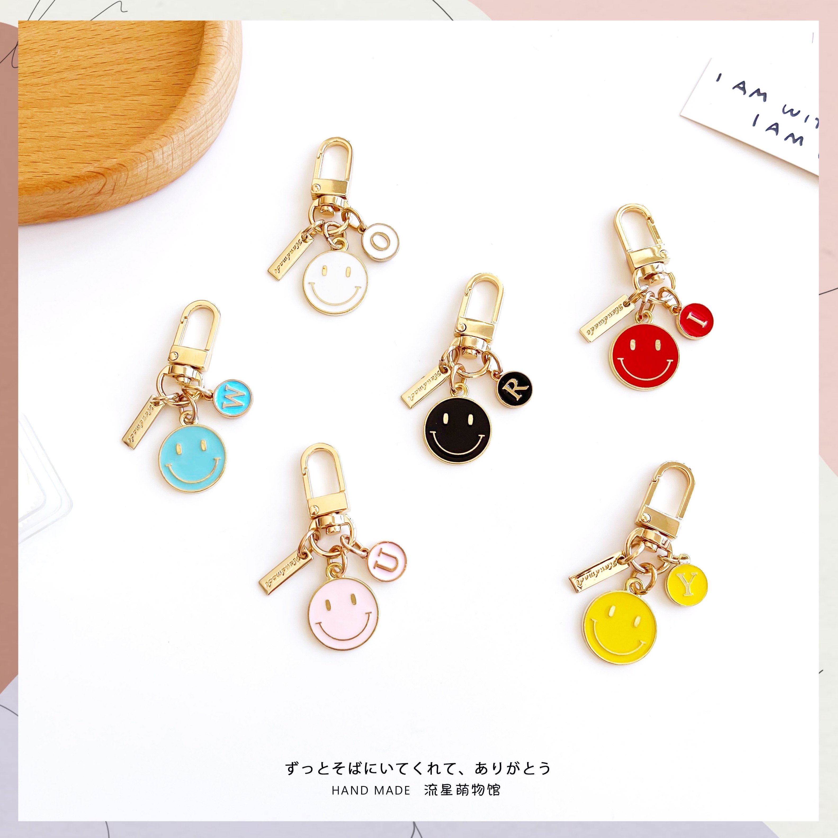 定制姓名字母笑脸钥匙扣airpods包挂件U盘手机吊坠情侣高级感礼物,节庆用品/礼品,钥匙扣,淘宝优惠券,粉丝福利购,淘宝优惠卷