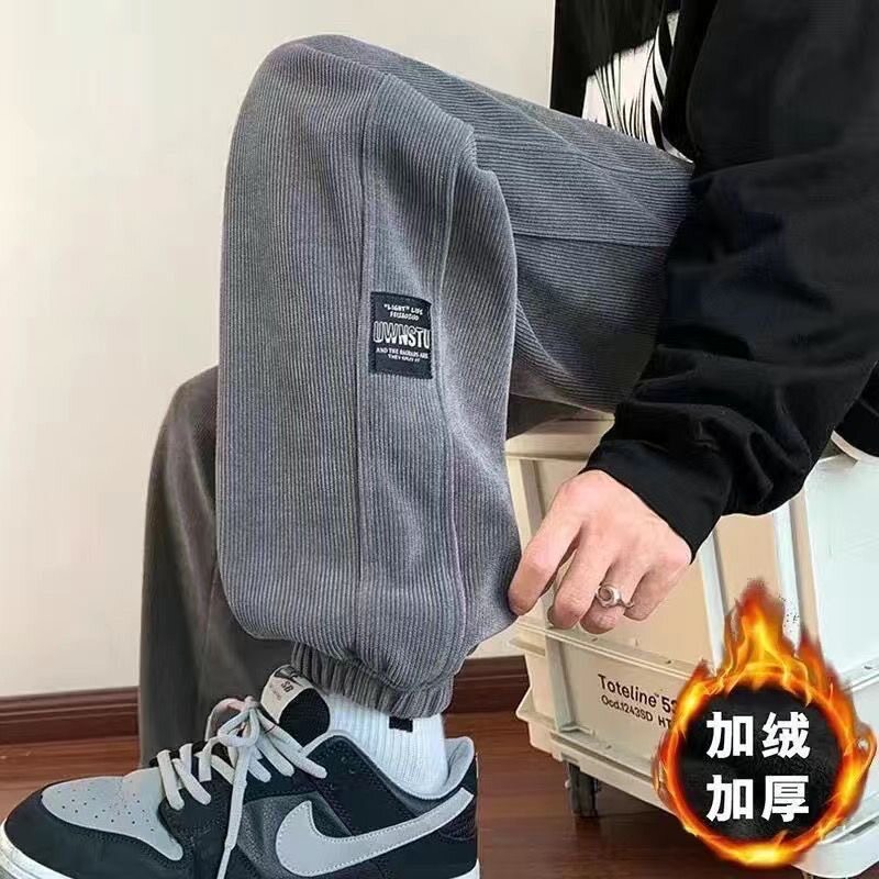加绒卫裤秋冬季男士大码订单运动裤尾单加厚防寒保暖撤回外贸裤子