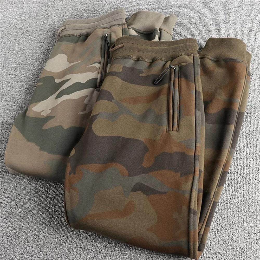 美式裤保暖男修身秋冬季长裤潮休闲拉链卫裤束脚口袋迷彩运动休闲