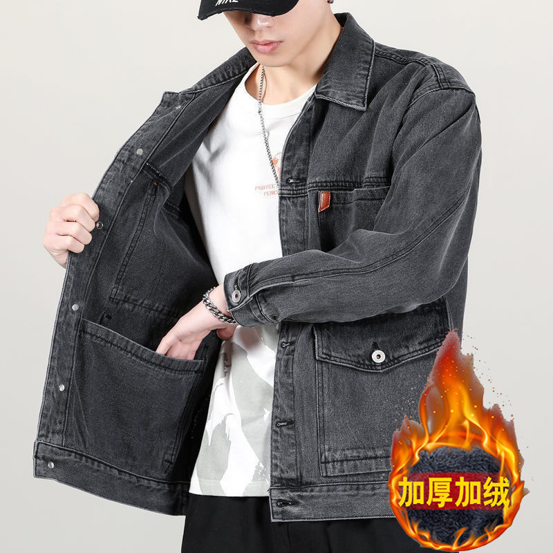 尾单外贸清仓捡漏加绒厚牛仔工作服外套男劳保服耐磨电焊工装工服