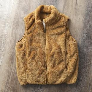 马甲无袖绒男士休闲立领开衫羊羔绒日系坎肩珊瑚长毛冬季外套保暖