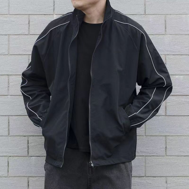 2025春夏薄款韩版宽松休闲男士立领外套开衫干活防风衣夹克百搭衣