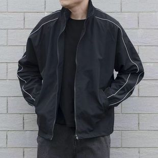 立領外套開衫 2025春夏薄款 韓版 寬松休閑男士 干活防風衣夾克百搭衣