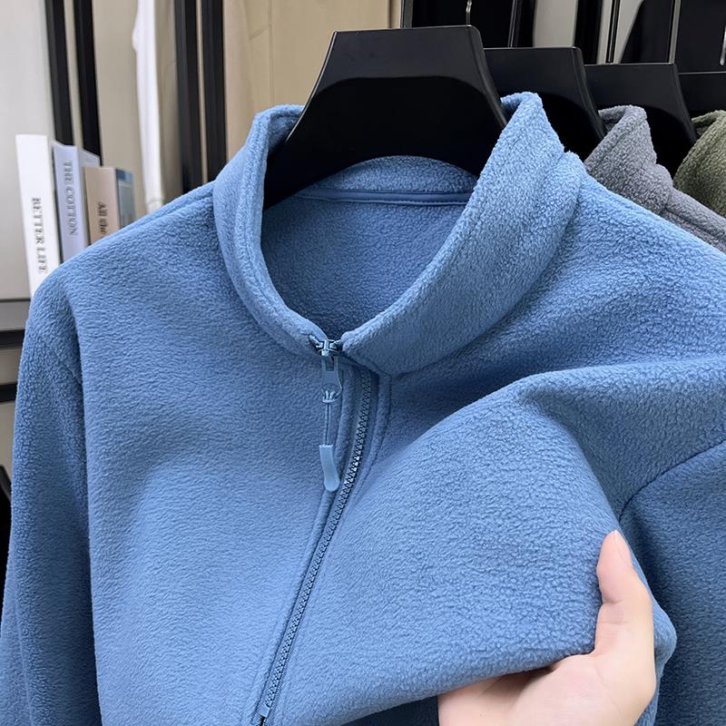 衣服穿头上套男冬加绒休闲半抓绒立领卫衣潮摇粒高领干活加厚拉链