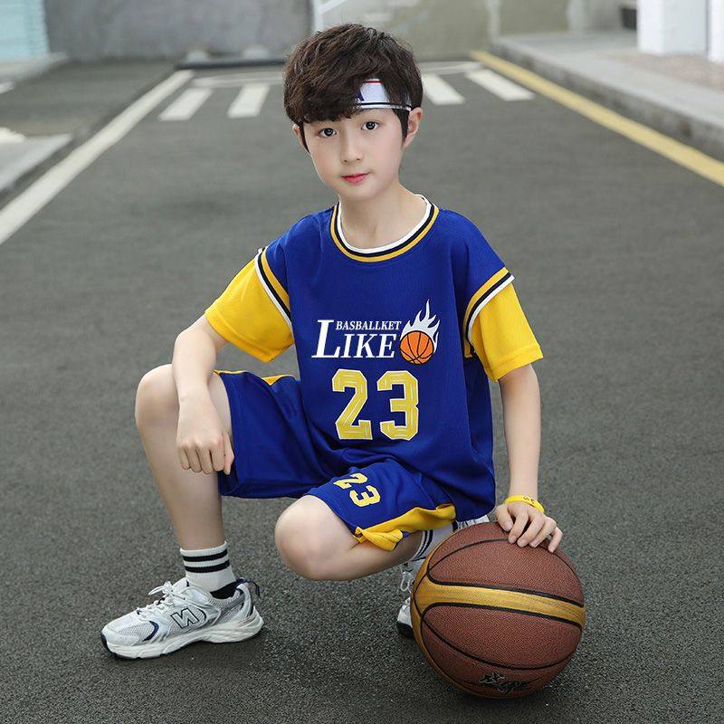 胖男童球服套装加肥加大中大童夏季运动速干背心球衣两件套透气薄