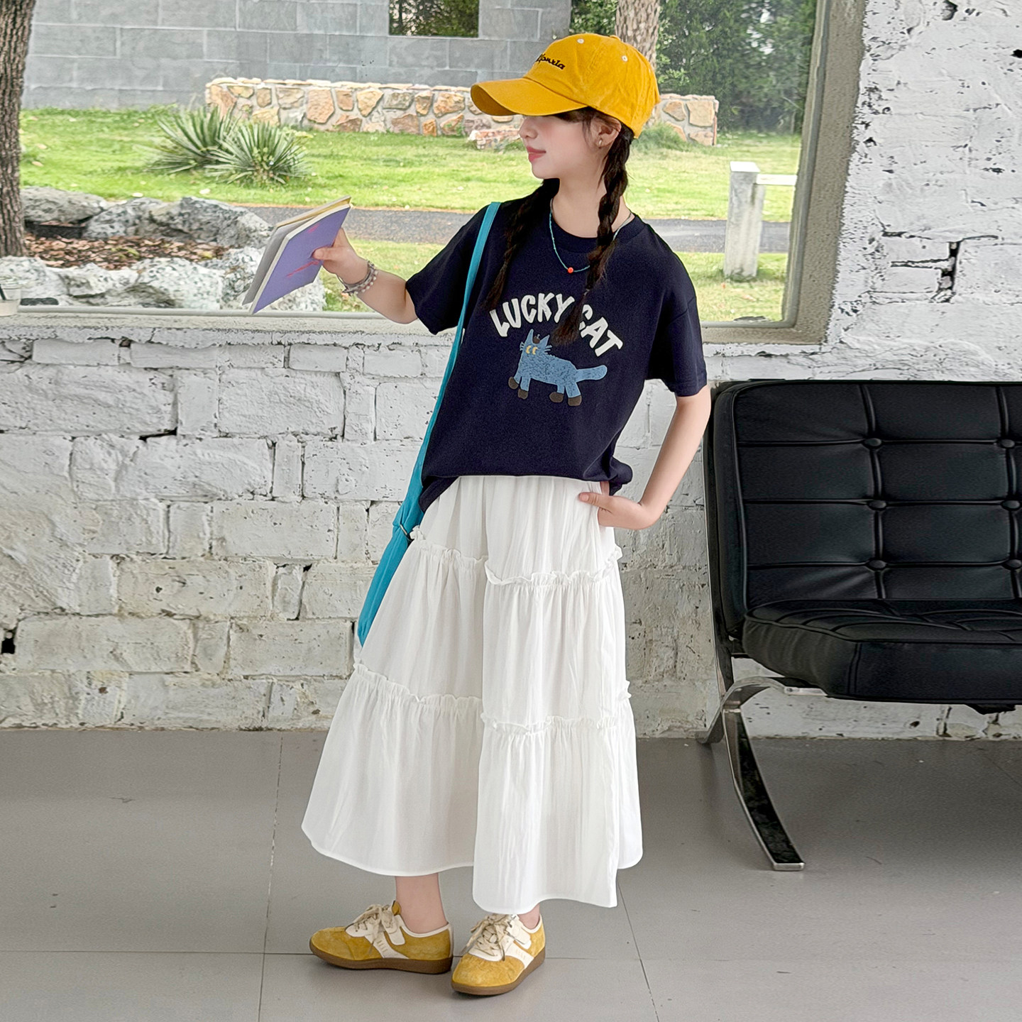 女童套装洋气短袖T恤夏季2026新款女孩洋气超好看白色半身裙子夏