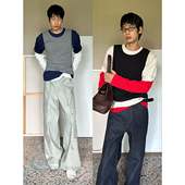 三色撞色叠穿圆领中性亲肤基础百搭T恤 慕尼 TRENDYWU 文艺简约