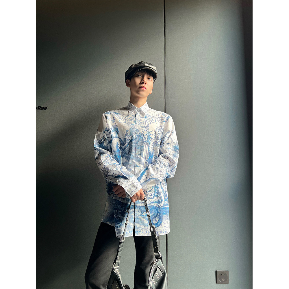 TRENDYWU设计感浮雕印花衬衫